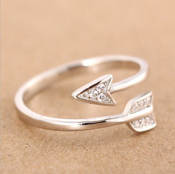 Silver Plated Arrow crystal rings for women