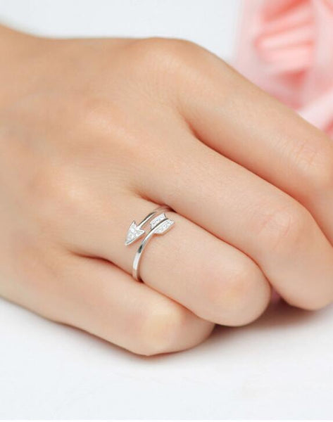 Silver Plated Arrow crystal rings for women