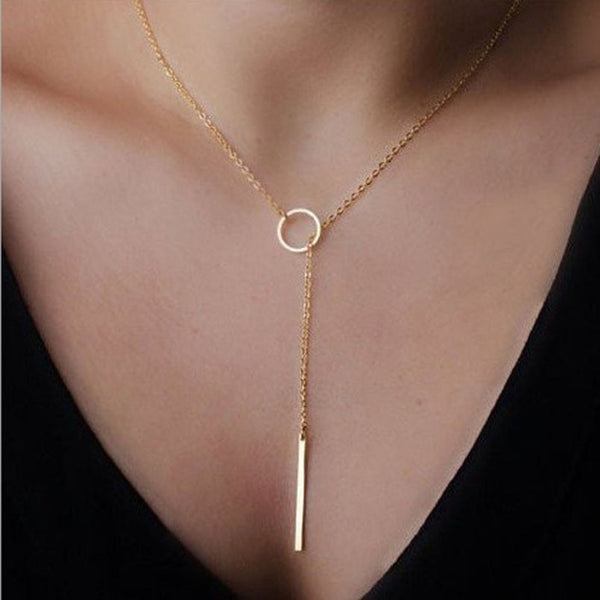 Circle Lariat Style Chain  Necklace