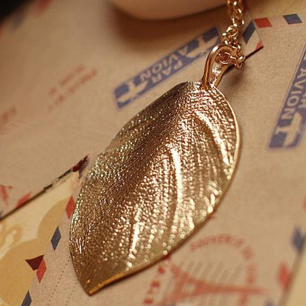 Womens' Charm Golden Leaf Pendant
