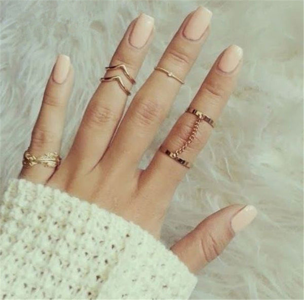 6pcs/lot Unique adjustable Ring Set Punk style Gold Colour Knuckles